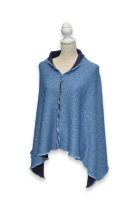 Lieblingsponcho Wollponcho blau