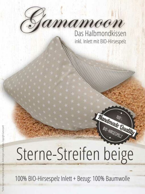 Gamamoon Hirsekissen Sterne Streifen beige