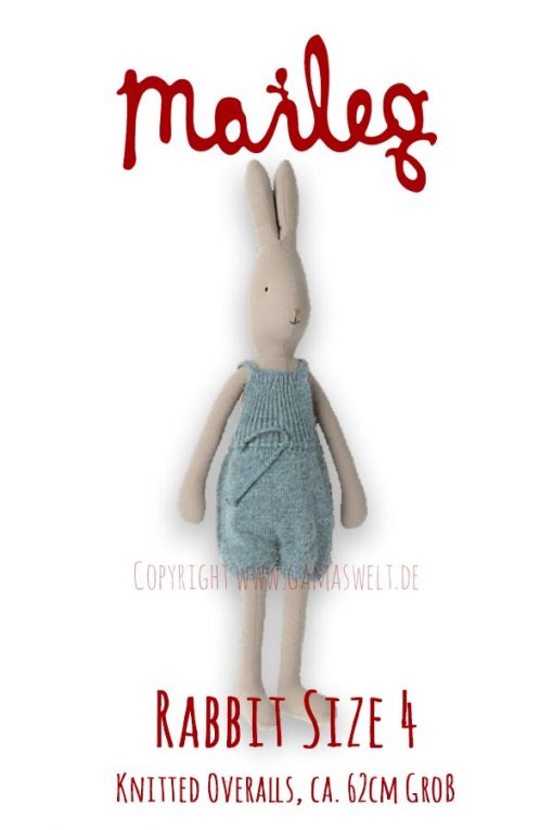 Maileg Rabbit Size 4 Knitted Overalls 16-2422-00