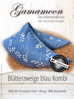 Gamamoon Blätterzweige blau Kombi Hirsespelzkissen