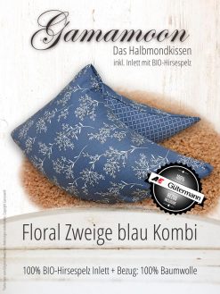 Gamamoon Floral Zweige blau Kombi Hirsespelzkissen