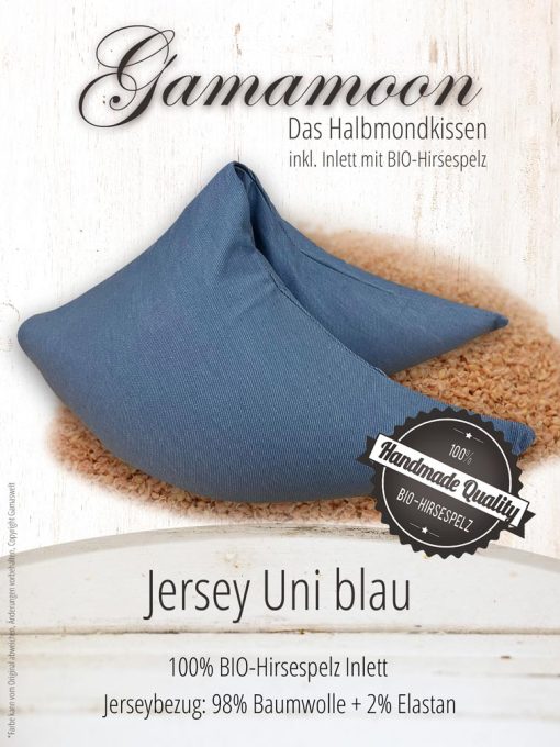 Gamamoon Jersey Uni blau, Bio Hirsespelzkissen mit Jerseybezug aus Baumwolle