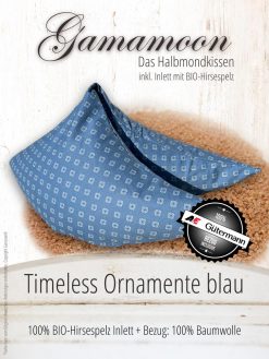 Gamamoon Timeless Ornamente blau Hirsespelzkissen