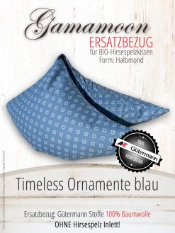 Gamamoon Ersatzbezug Timeless Ornamente blau für Halbmondkissen