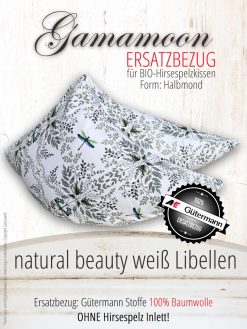 Gamamoon Ersatzbezug natural beauty weiß Libellen für Halbmondkissen