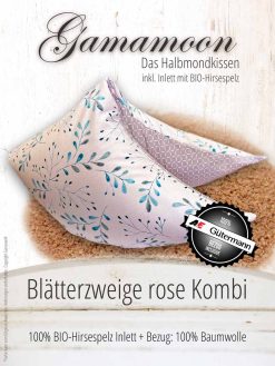 Gamamoon Hirsespelz Nackenkissen Blätterzweige rose