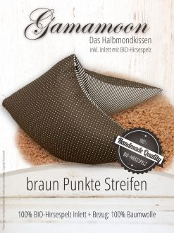 Gamamoon Punkte Streifen braun Hirsespelzkissen