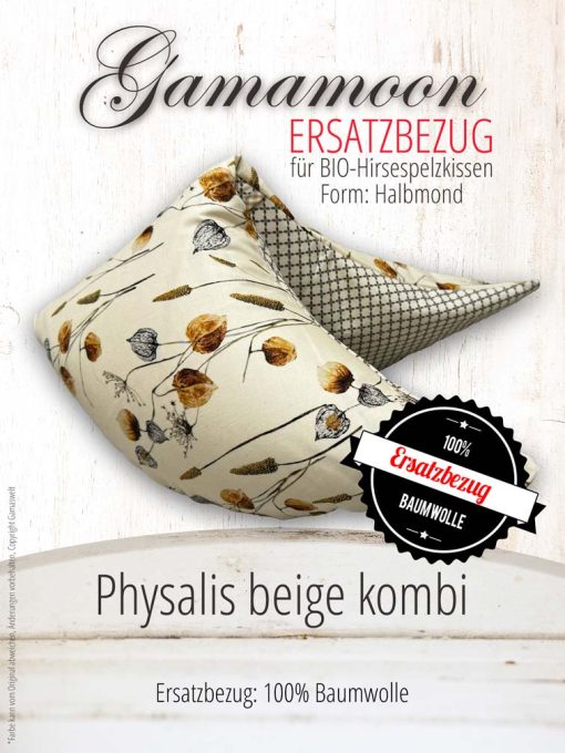 Ersatzbezug Physalis beige Kombi für Gamamoon Classic Halbmond