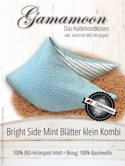 Gamamoon Hirsespelzkissen Bright Side Mint Blätter klein Kombi Classic Halbmond
