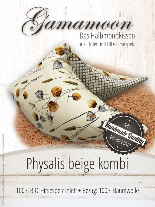 Gamamoon Nackenkissen Physalis beige kombi Hirsespelzkissen