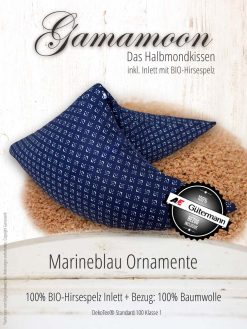 Gamamoon Hirsespelzkissen Marineblau Ornamente